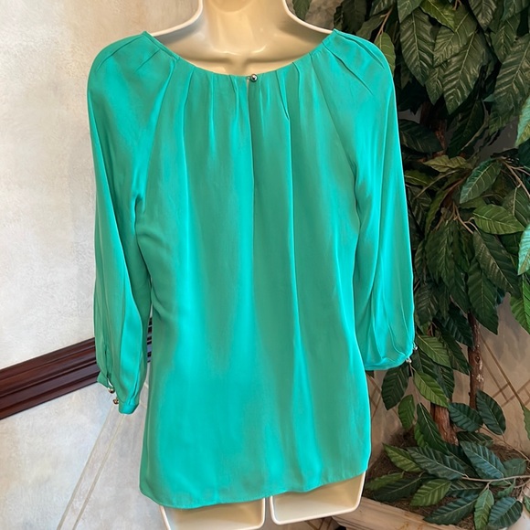WHBM JULIP GREEN SILK BLOUSE - Picture 4 of 11